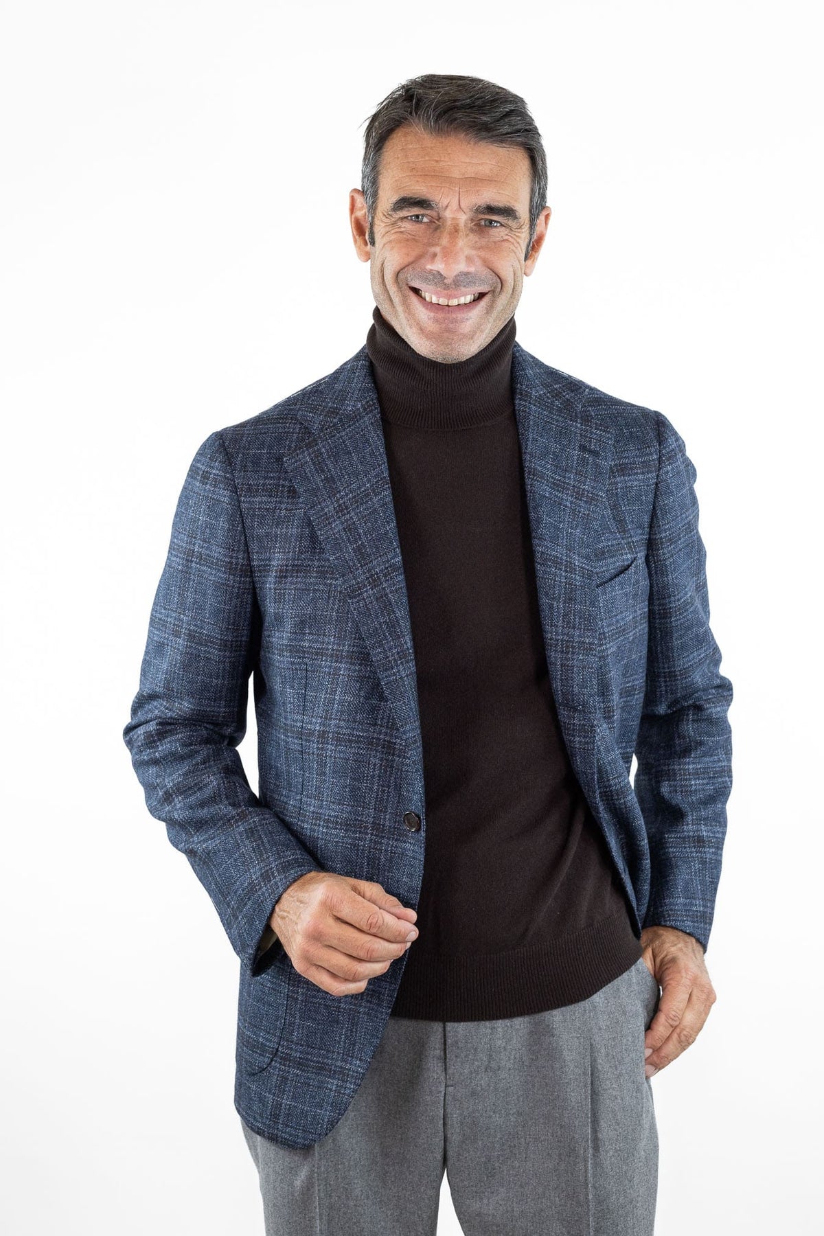 CESARE ATTOLINI Giacca Check Blu Moro Cesare Attolini