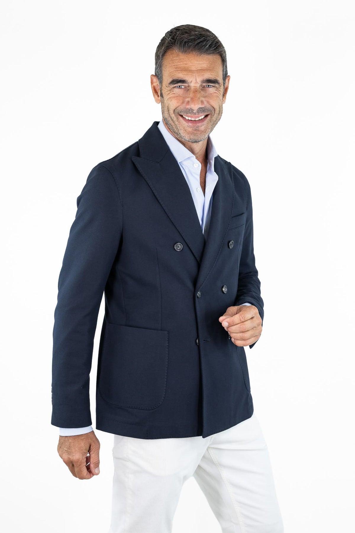 CIRCOLO 1901 Giacca Doppiopetto Jersey Cotone Blu Notte