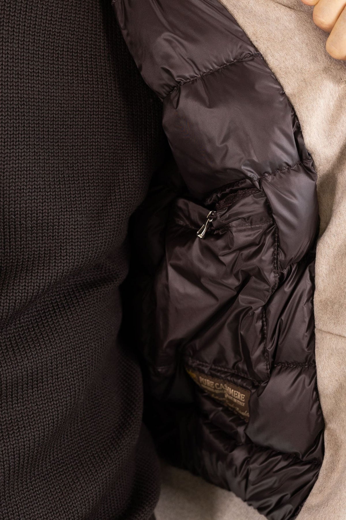 CONTRASTWAY Bomber "Bugatti" Cashmere Piuma D'Oca Beige