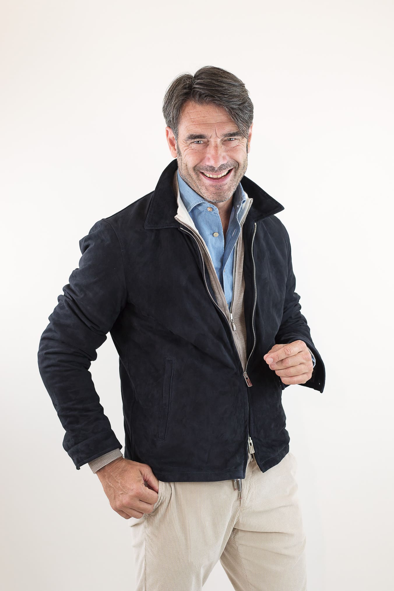 CONTRASTWAY Giubbino Suede Blu