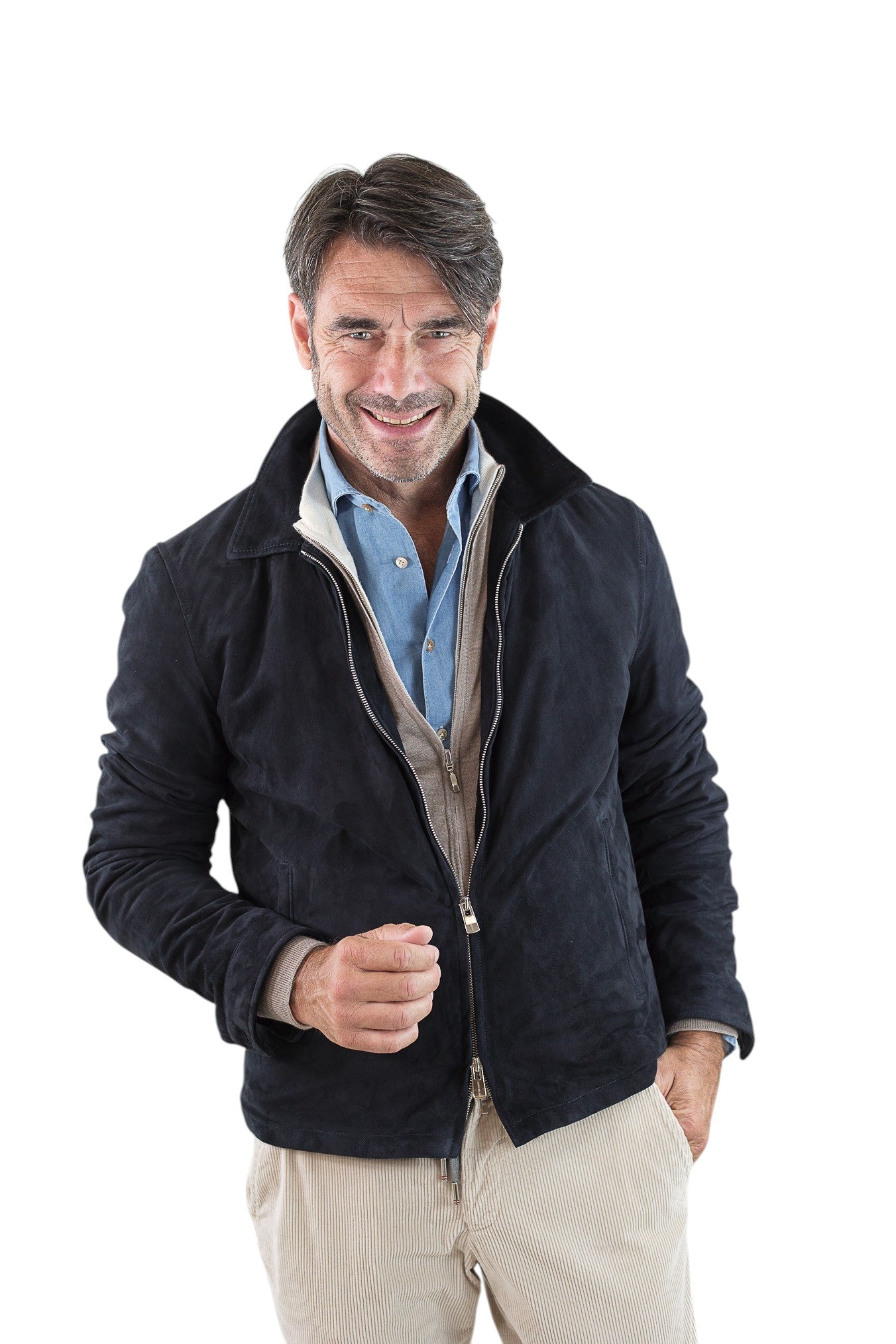 CONTRASTWAY Giubbino Suede Blu