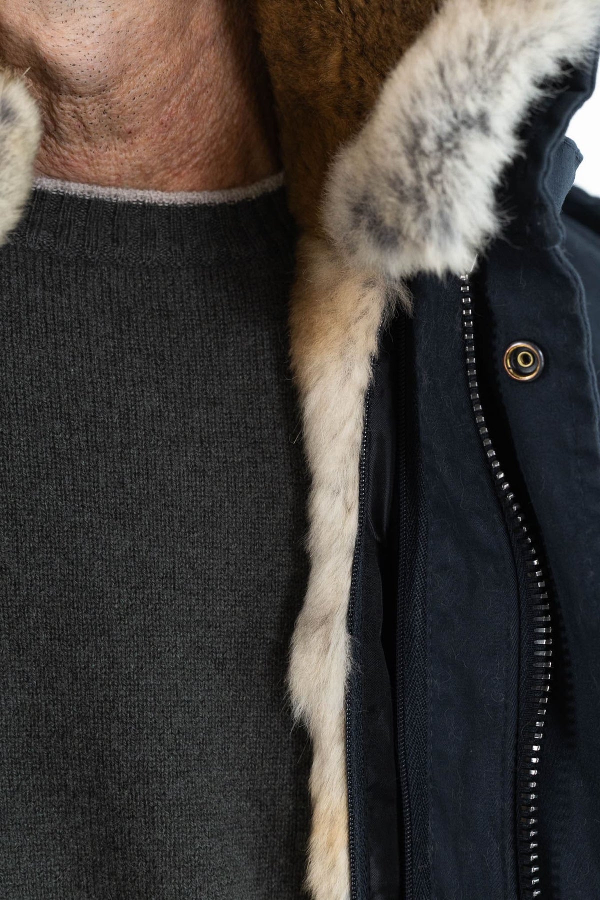 DRUMOHR Field Jacket Cotone Blu con Lapin Removibile