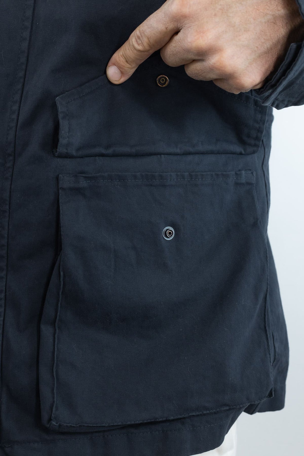 DRUMOHR Field Jacket Cotone Blu con Lapin Removibile