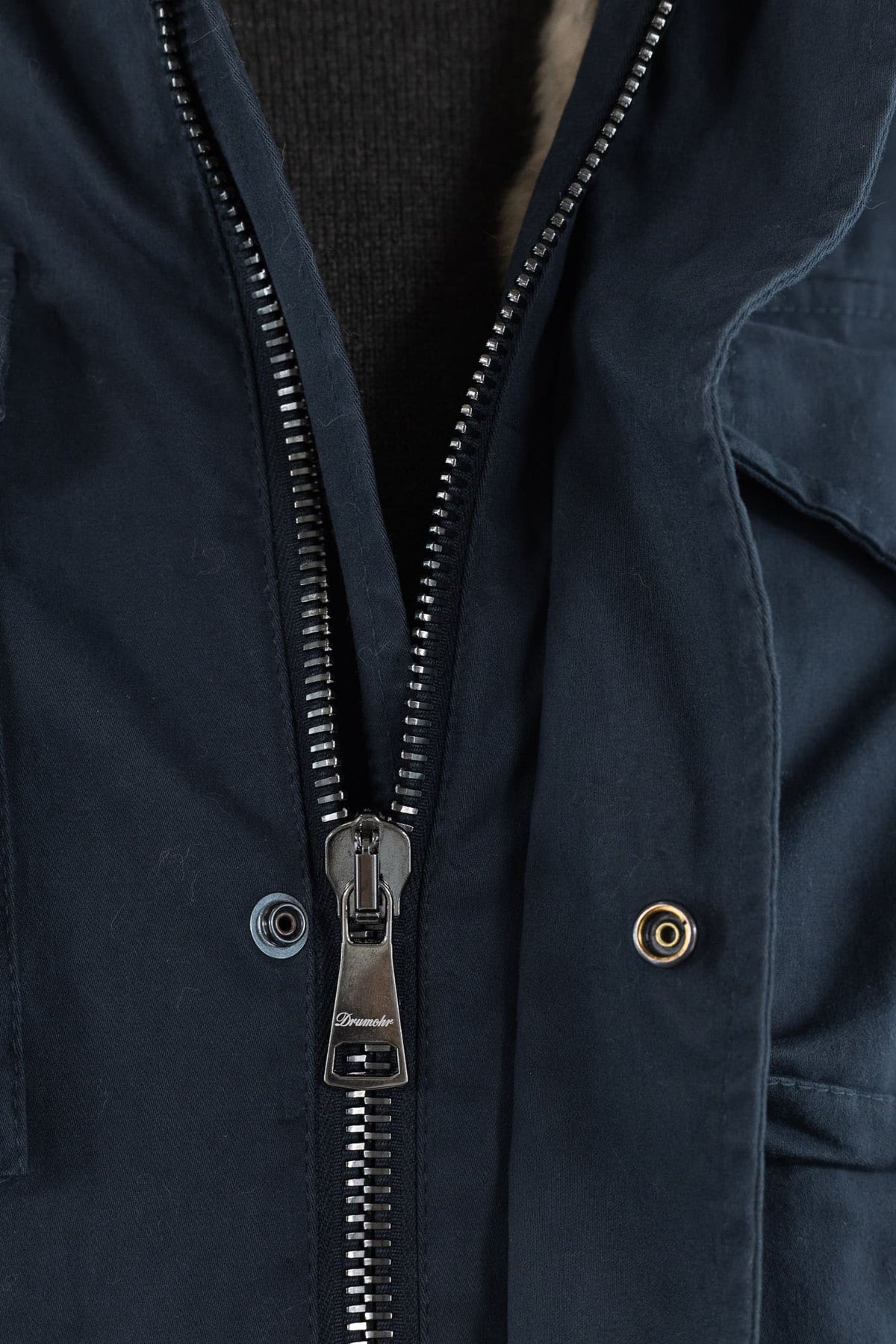 DRUMOHR Field Jacket Cotone Blu con Lapin Removibile