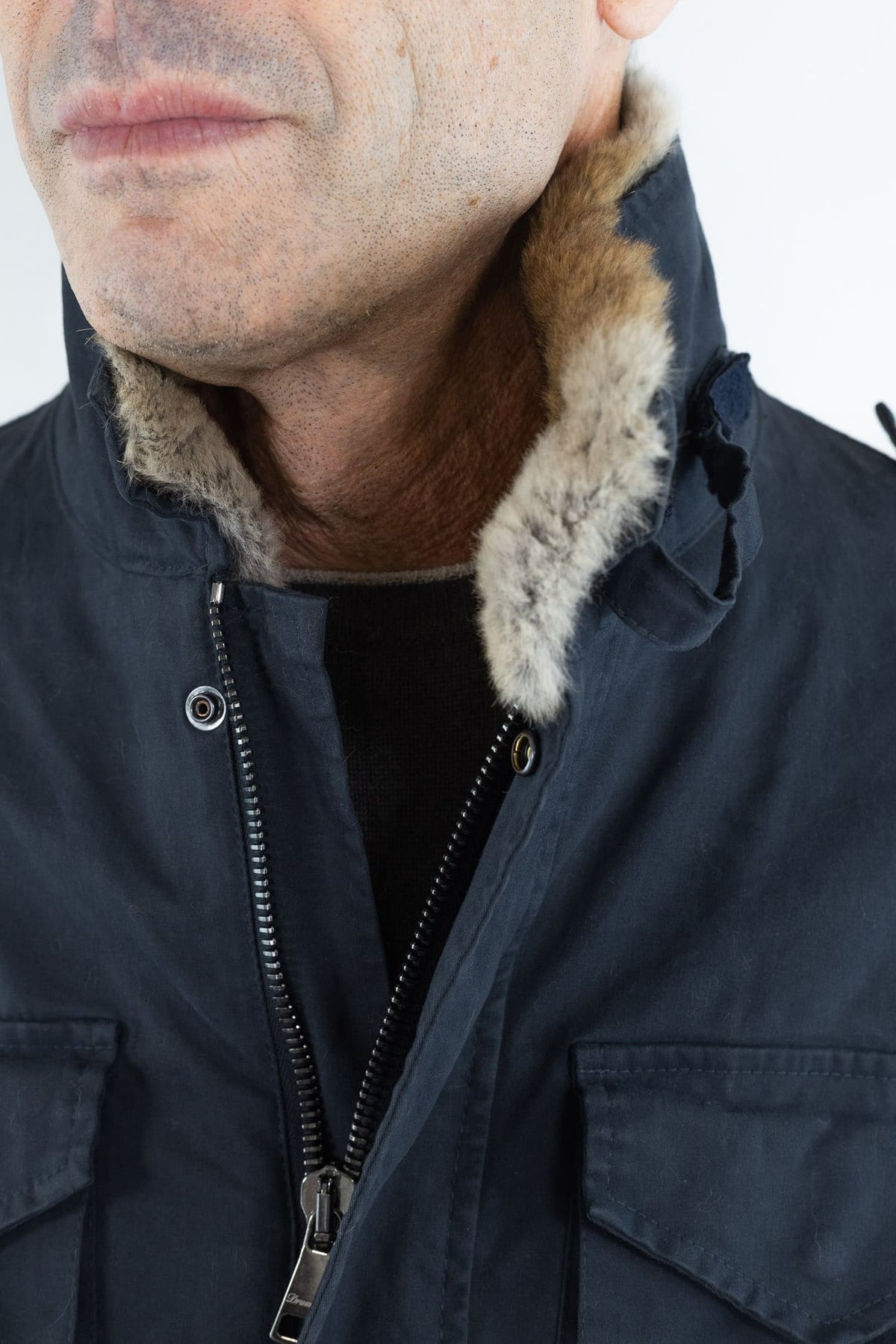 DRUMOHR Field Jacket Cotone Blu con Lapin Removibile
