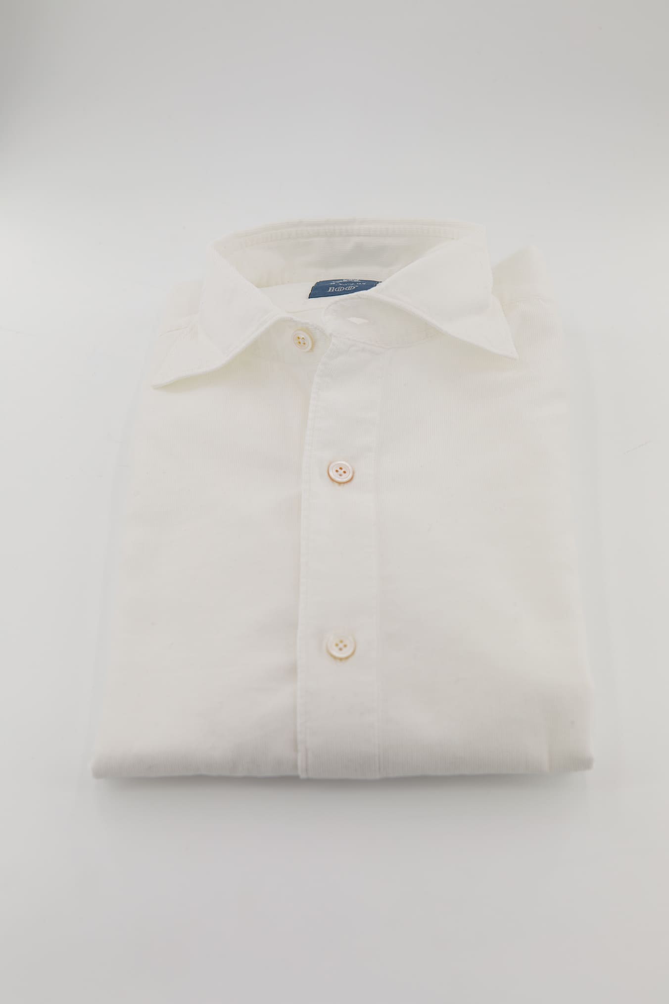 FINAMORE Camicia Velluto Superlight Millerighe Bianca