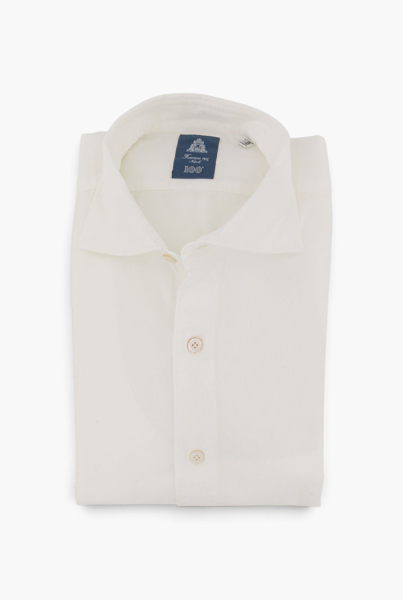 FINAMORE Camicia Velluto Superlight Millerighe Bianca