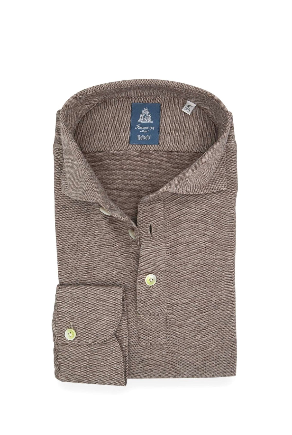 FINAMORE Polo "Orlando" Jersey Cotone Cashmere Tortora