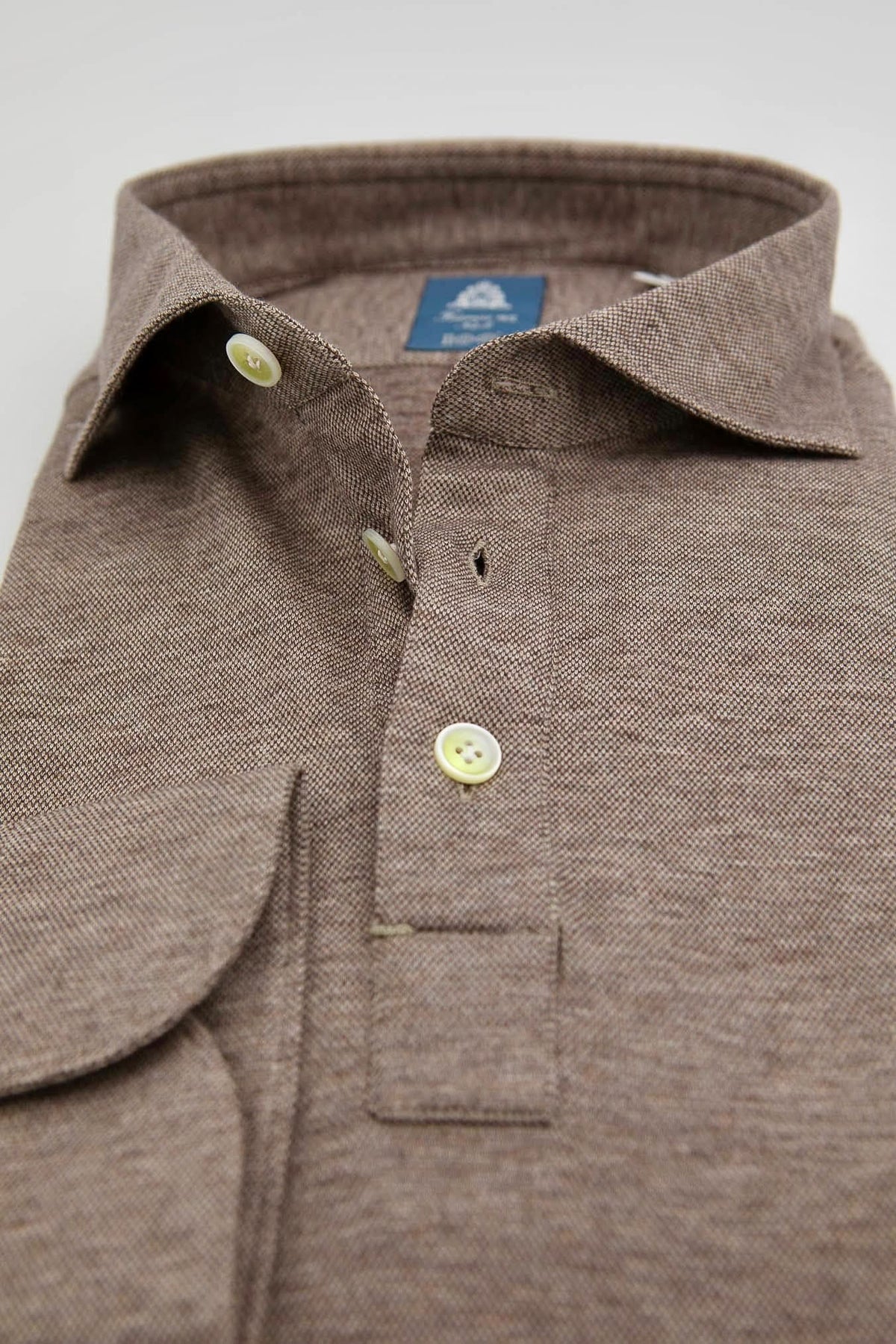 FINAMORE Polo "Orlando" Jersey Cotone Cashmere Tortora