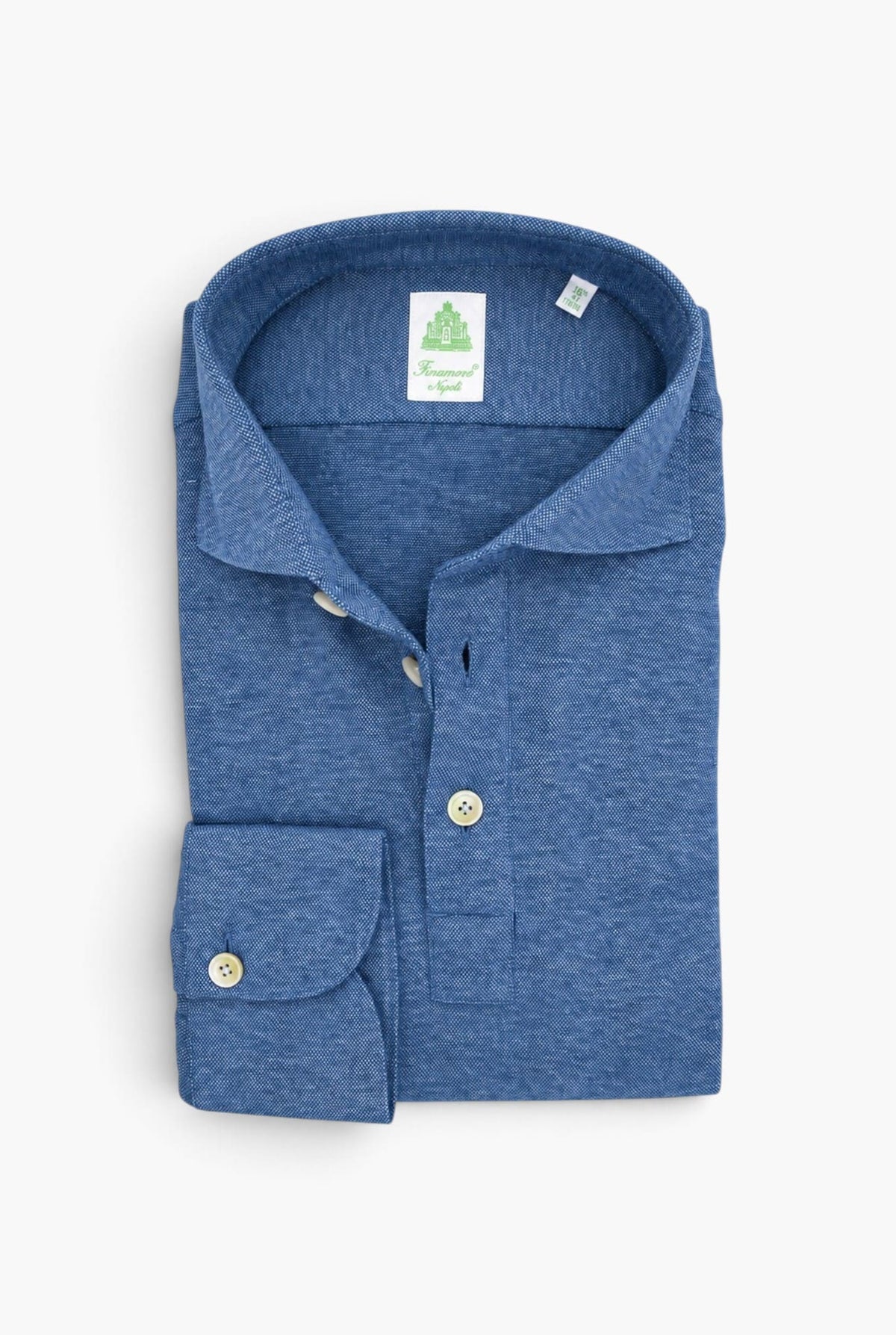FINAMORE Polo "Orlando" Jersey Cotone Cashmere Azzurro