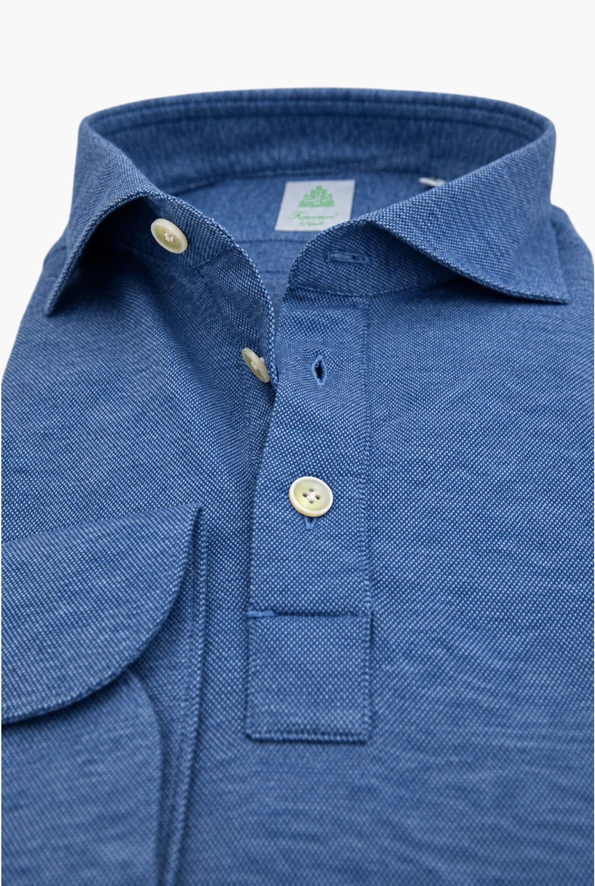 FINAMORE Polo "Orlando" Jersey Cotone Cashmere Azzurro