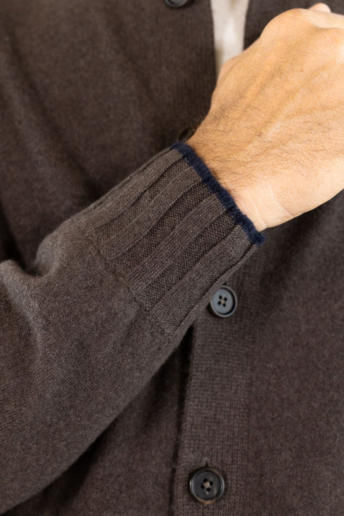 FIORONI Bomber Maglia Cashmere "Duvet" Moro