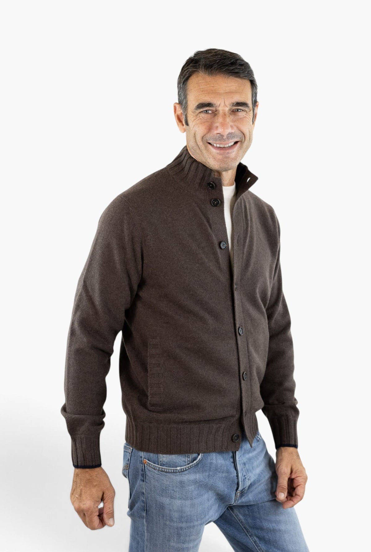 FIORONI Bomber Maglia Cashmere "Duvet" Moro