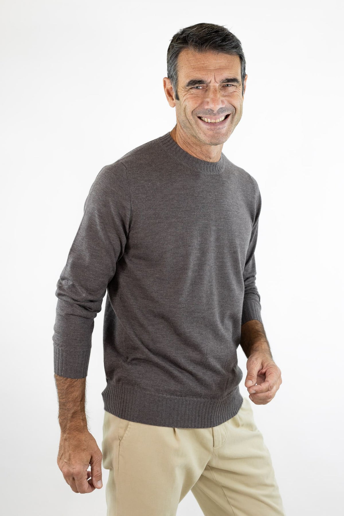 FIORONI Girocollo Cashmere Ultralight "Year Round" Tortora