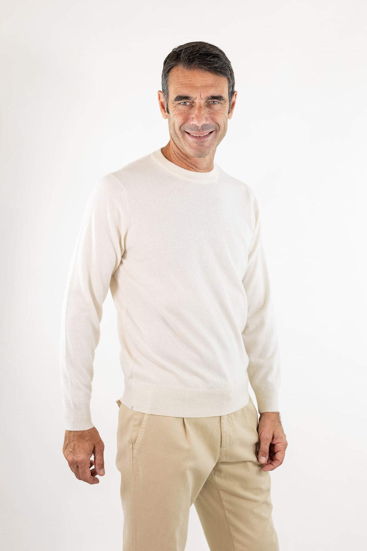 FIORONI Girocollo Baby Cashmere Bianco Panna