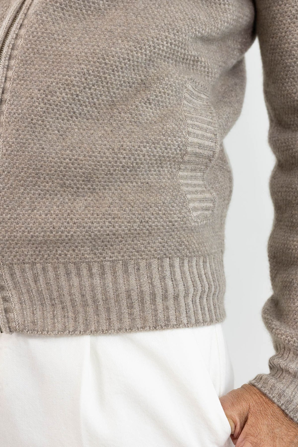 FIORONI Bomber Full Zip Cashmere Tortora