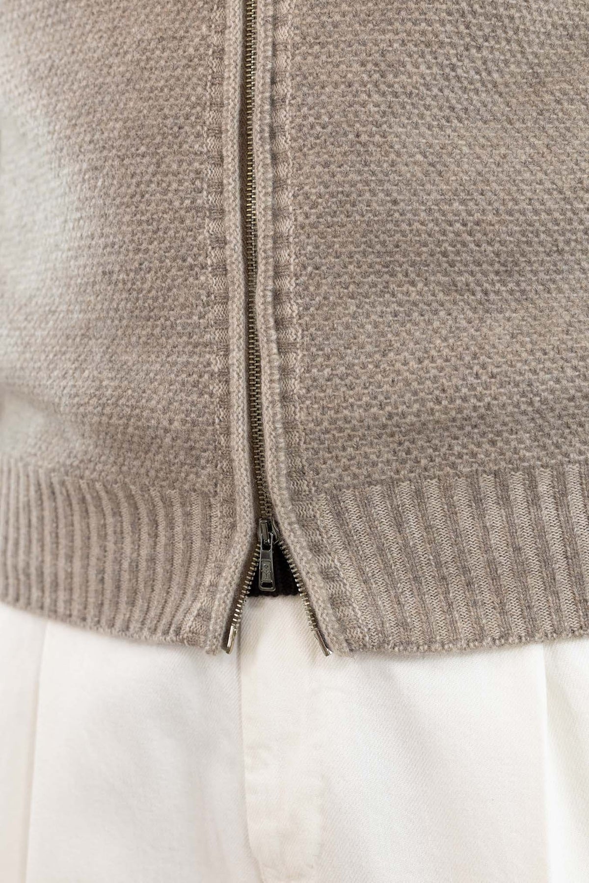 FIORONI Bomber Full Zip Cashmere Tortora