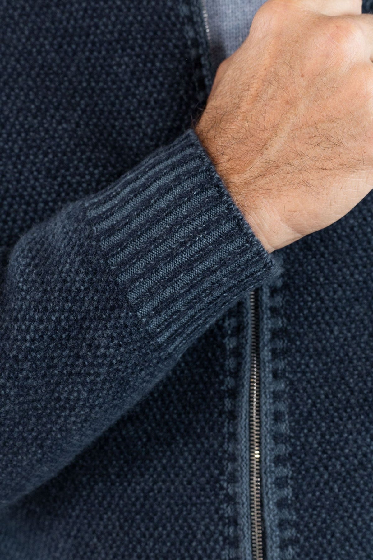 FIORONI Bomber Full Zip Cashmere Blu