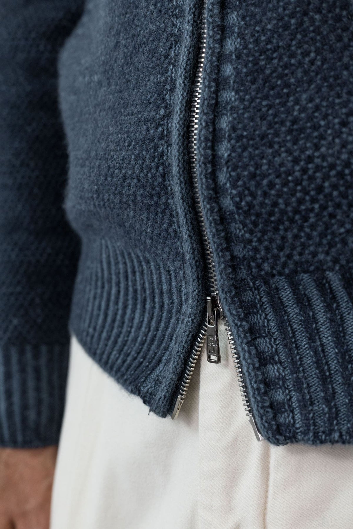 FIORONI Bomber Full Zip Cashmere Blu