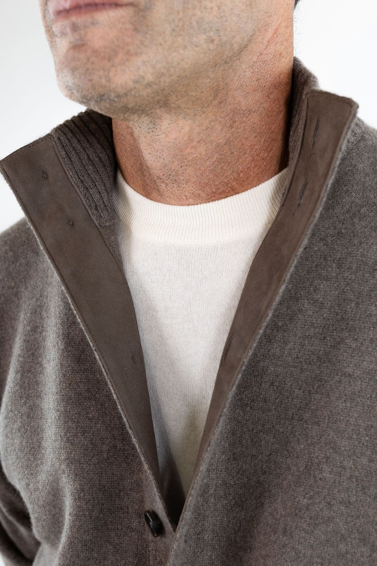 FIORONI Bomber Maglia Peruviano Cashmere Tortora
