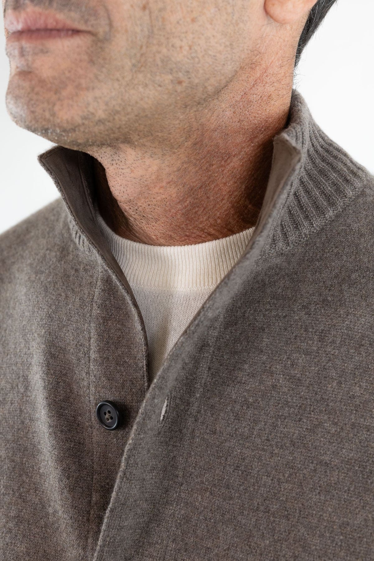 FIORONI Bomber Maglia Peruviano Cashmere Tortora