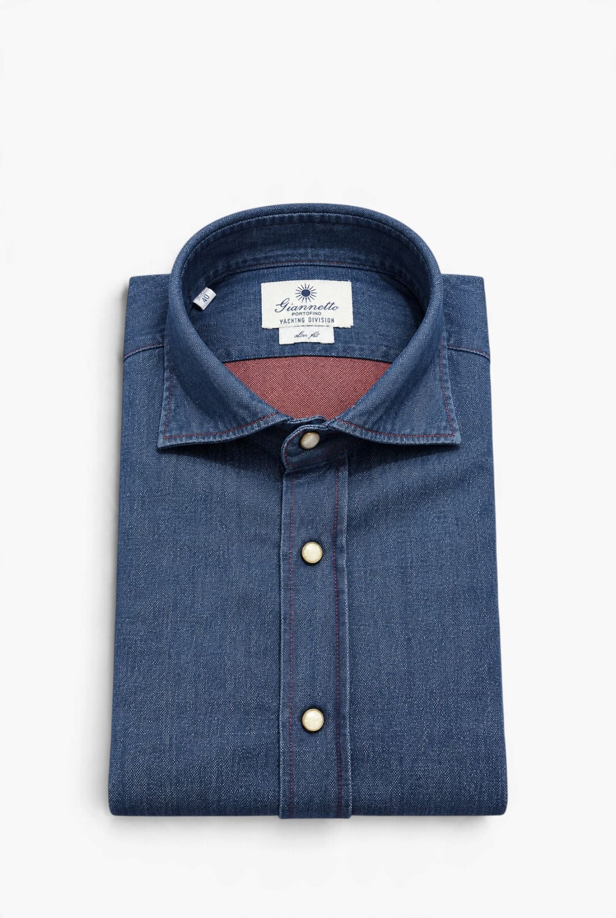GIANNETTO PORTOFINO camcia in denim effetto solaro