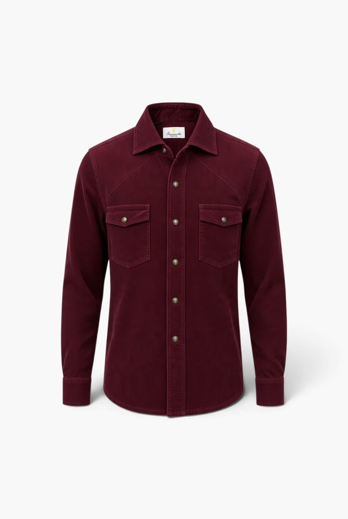 GIANNETTO PORTOFINO Camicia Velluto Sand Washed Rosso Vinaccia