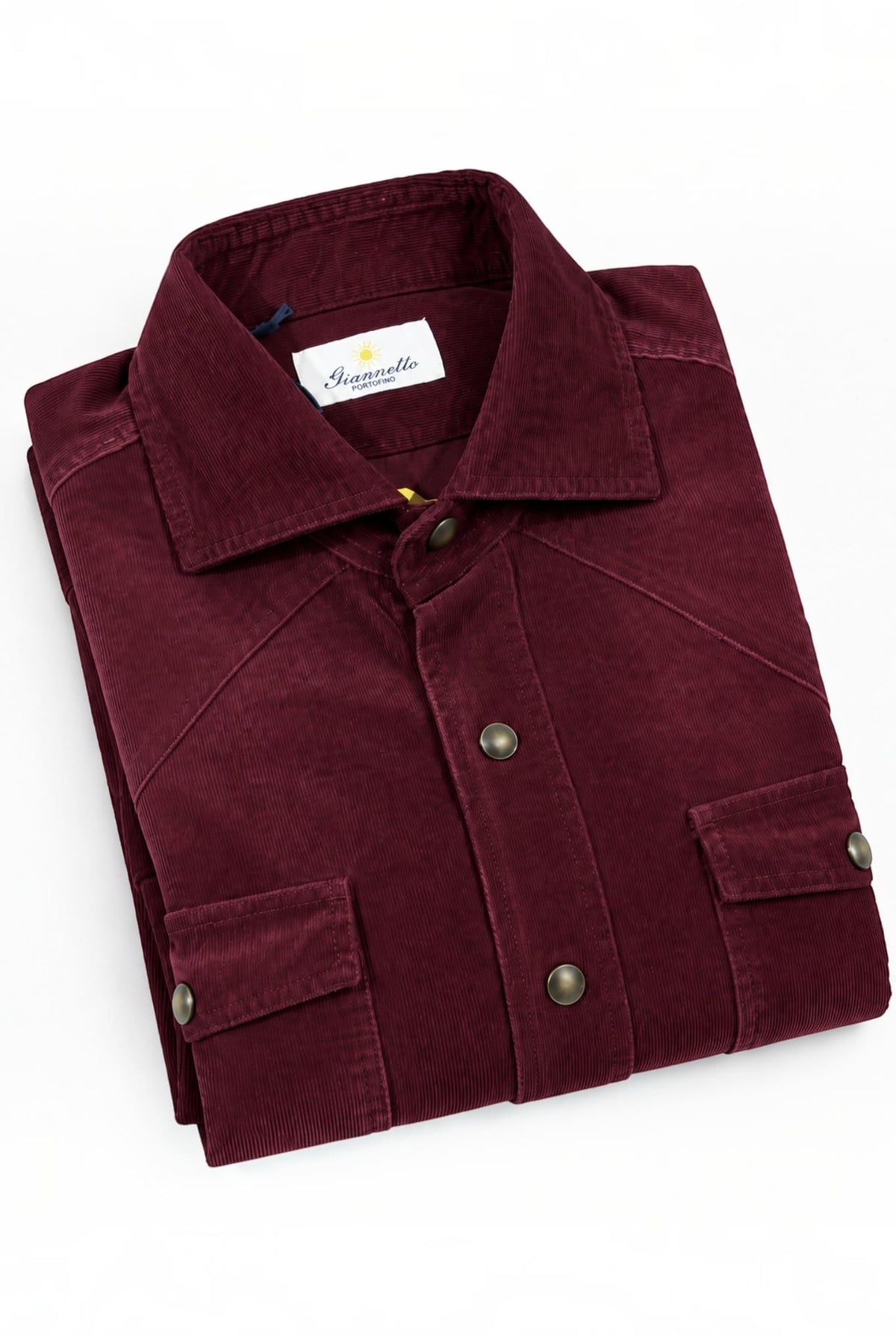 GIANNETTO PORTOFINO Camicia Velluto Sand Washed Rosso Vinaccia