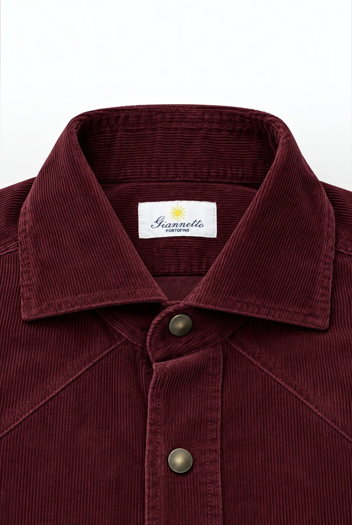 GIANNETTO PORTOFINO Camicia Velluto Sand Washed Rosso Vinaccia