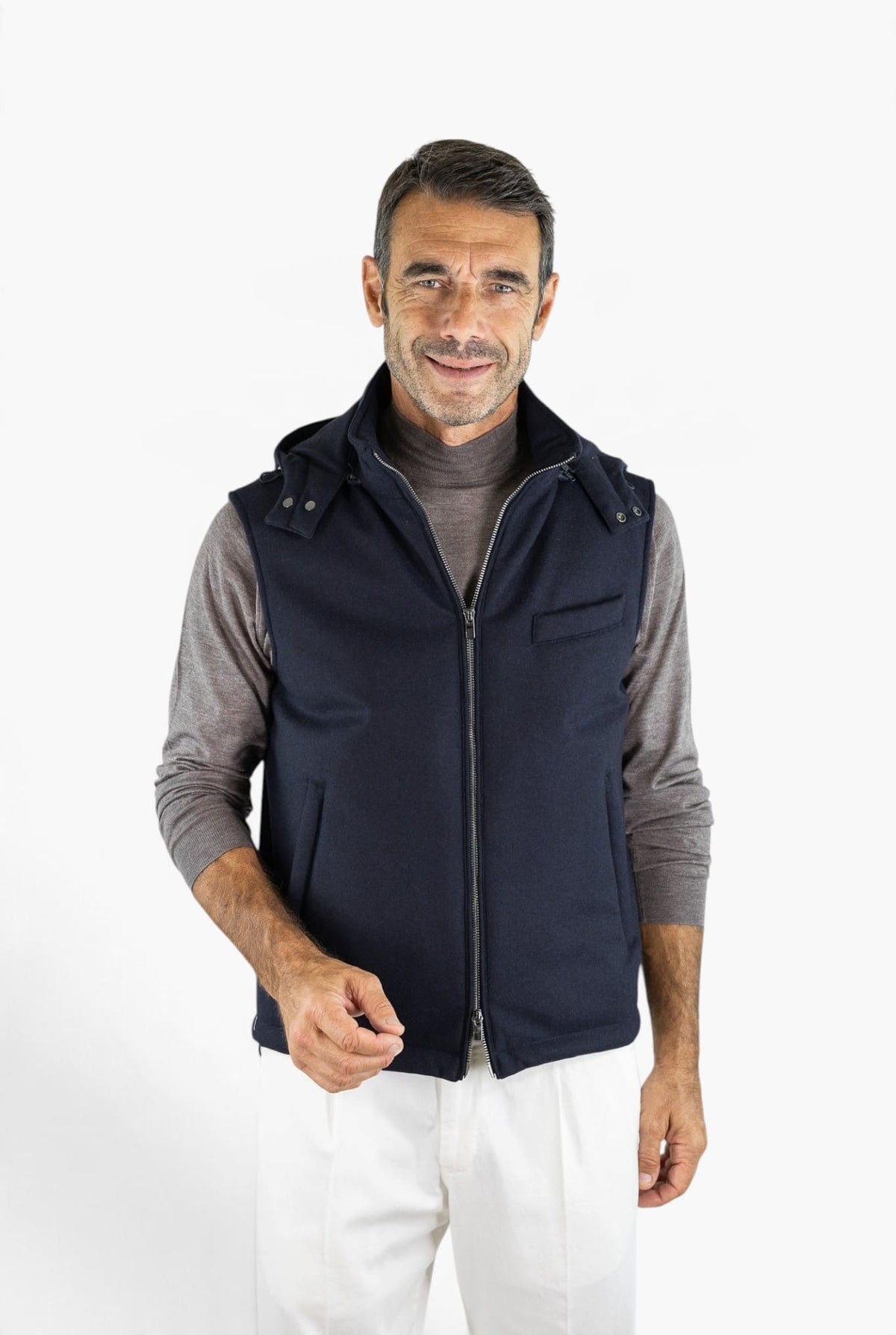 GUARINO Gilet Tessuto Loro Piana Storm System® Blu