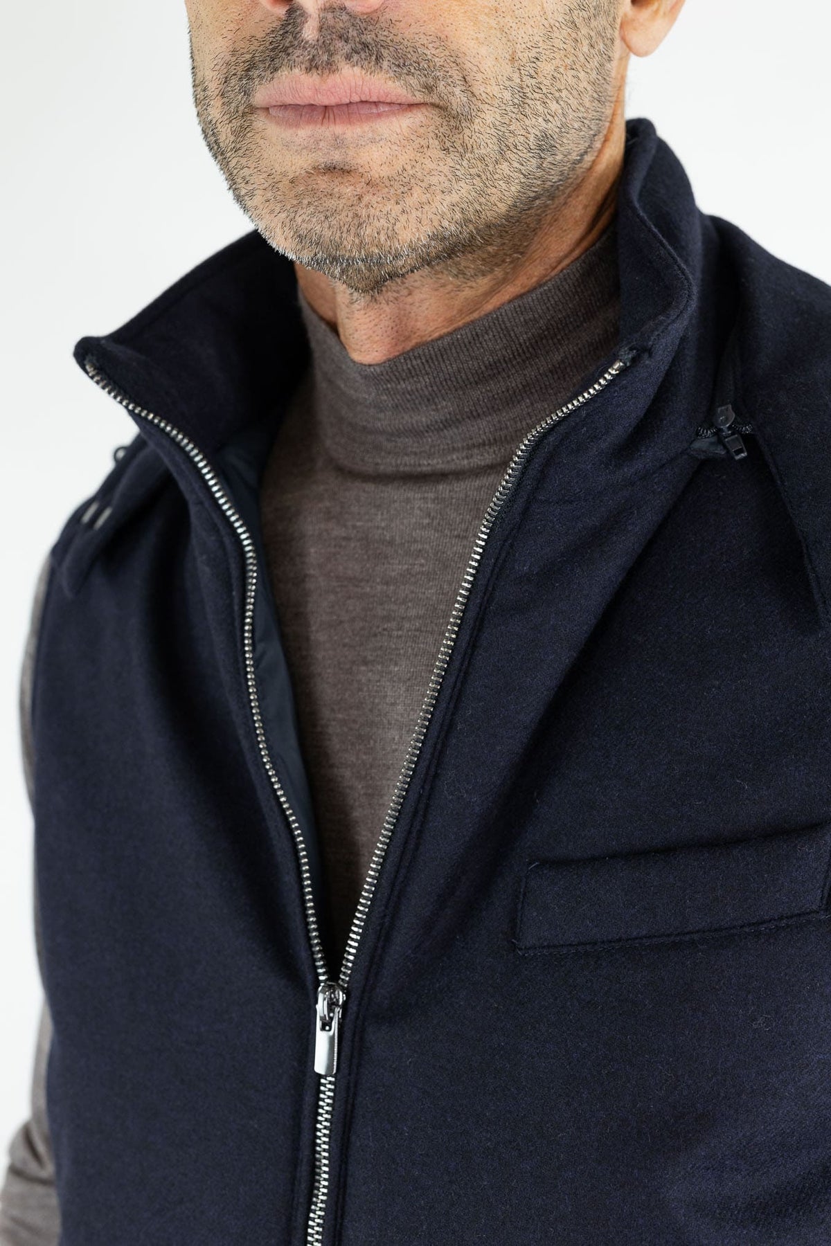 GUARINO Gilet Tessuto Loro Piana Storm System® Blu