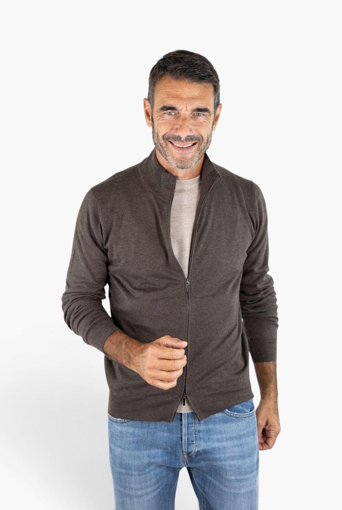 GUARINO Full Zip Cashlight Marrone Yak