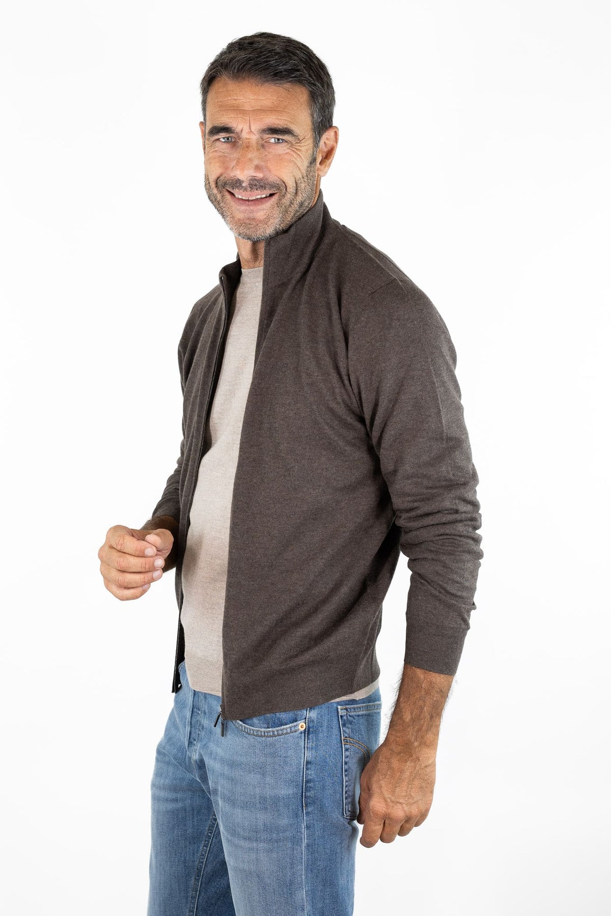 GUARINO Full Zip Cashlight Marrone Yak