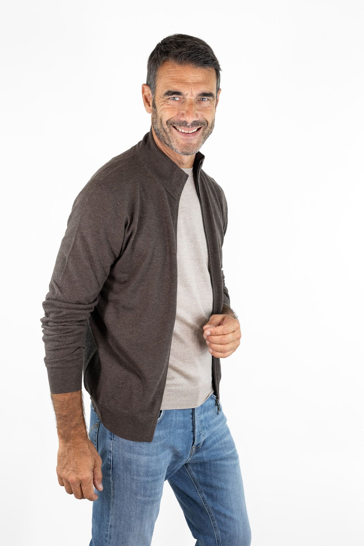 GUARINO Full Zip Cashlight Marrone Yak