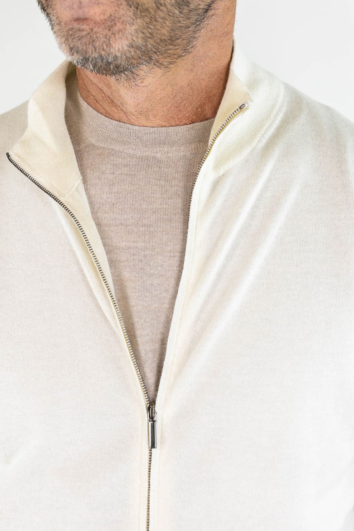GUARINO Full Zip Cashlight Bianco Panna