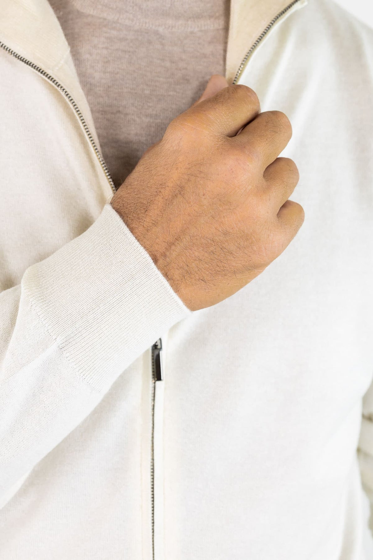 GUARINO Full Zip Cashlight Bianco Panna