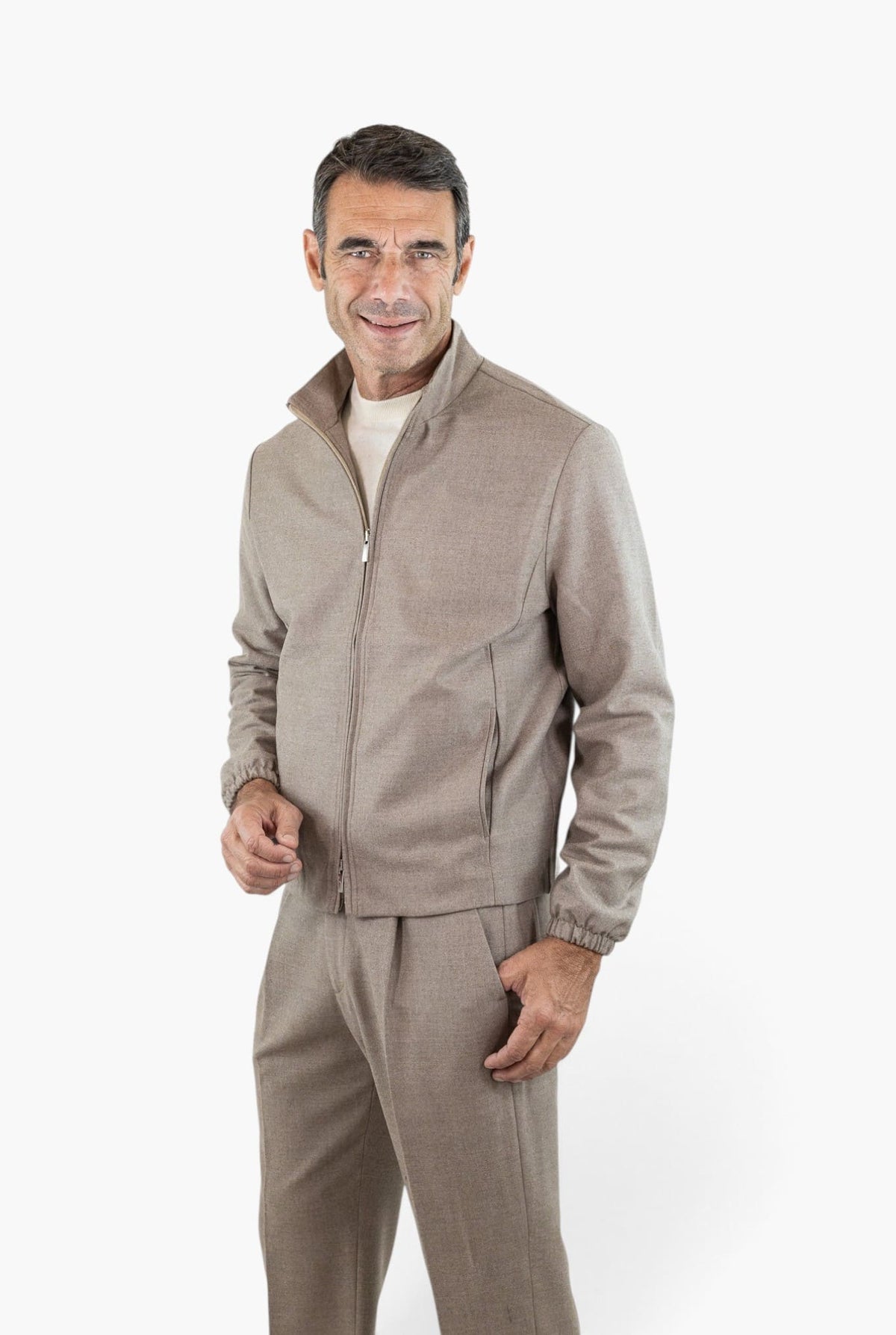 GUARINO Giubbino Tessuto Jersely® Loro Piana Taupe