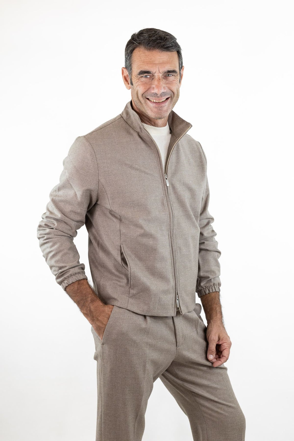 GUARINO Giubbino Tessuto Jersely® Loro Piana Taupe