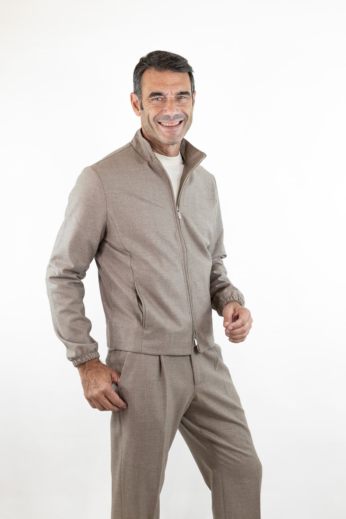GUARINO Giubbino Tessuto Jersely® Loro Piana Taupe