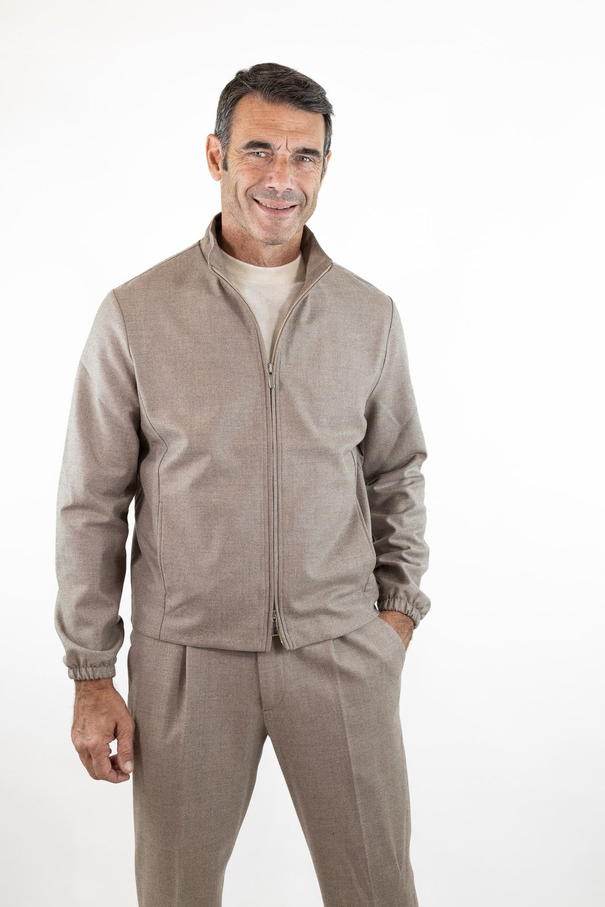 GUARINO Giubbino Tessuto Jersely® Loro Piana Taupe