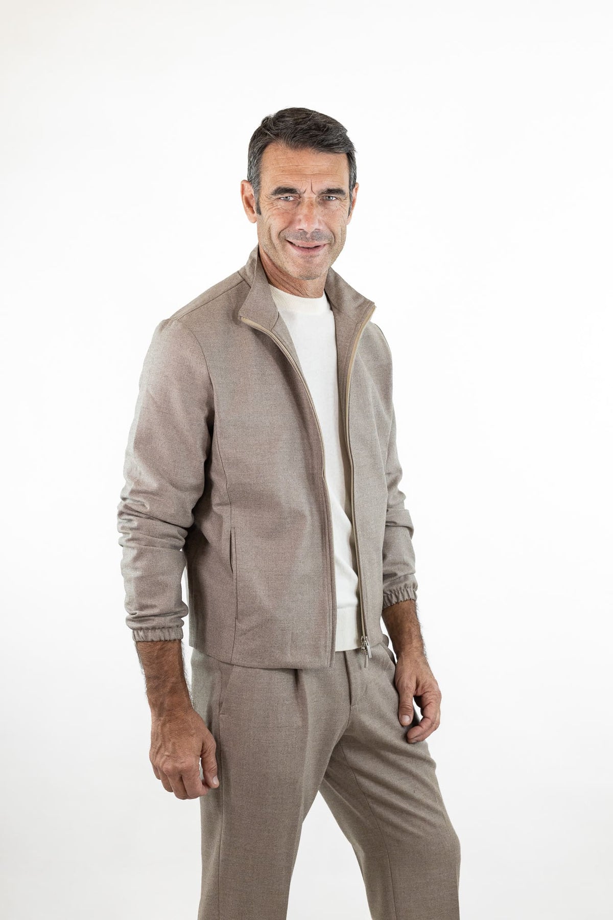 GUARINO Giubbino Tessuto Jersely® Loro Piana Taupe