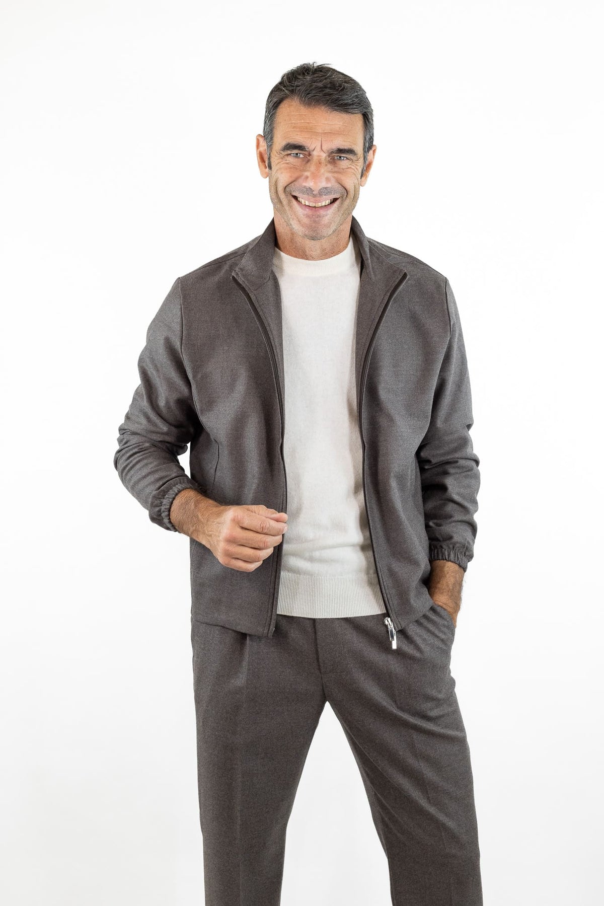 GUARINO Giubbino Tessuto Jersely® Loro Piana Tortora