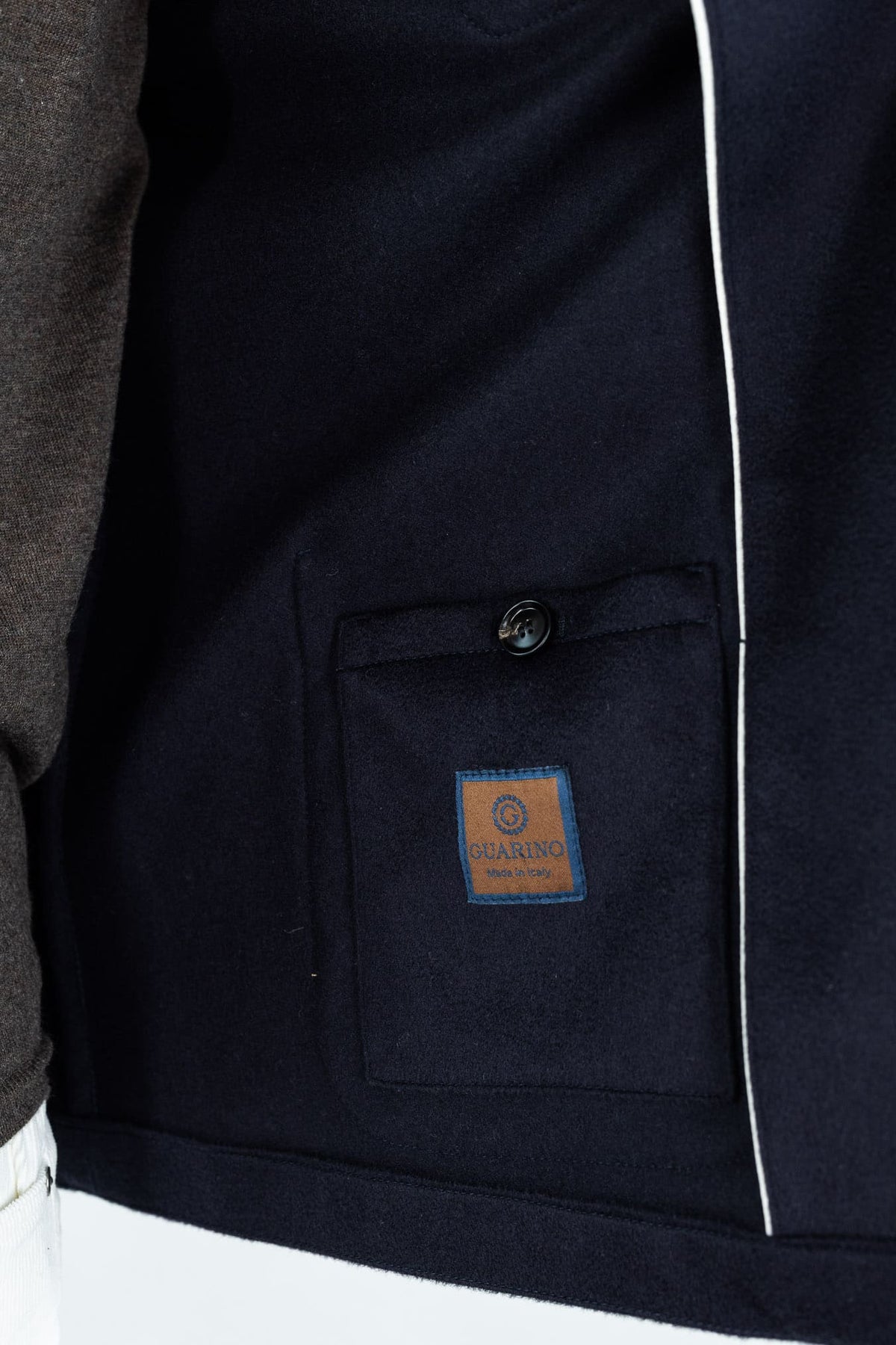 GUARINO Giacca Sportiva Cashmere Collo Coreano Blu