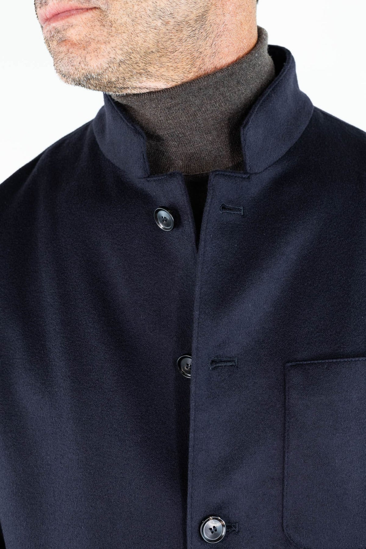 GUARINO Giacca Sportiva Cashmere Collo Coreano Blu