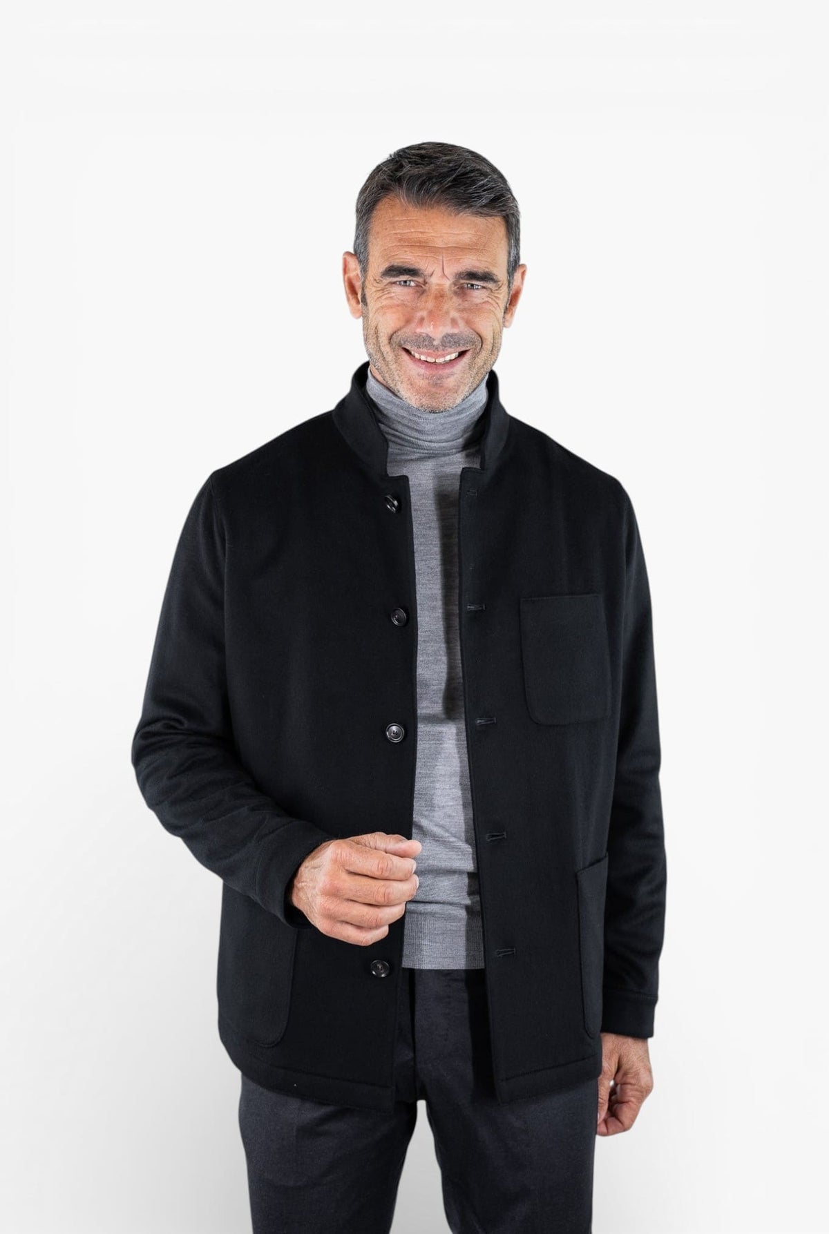 GUARINO Giacca Sportiva Cashmere Collo Coreano Nero