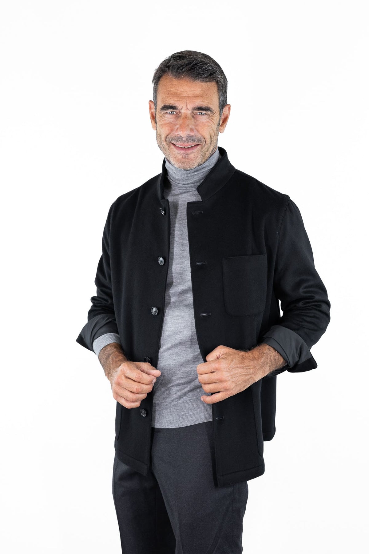 GUARINO Giacca Sportiva Cashmere Collo Coreano Nero
