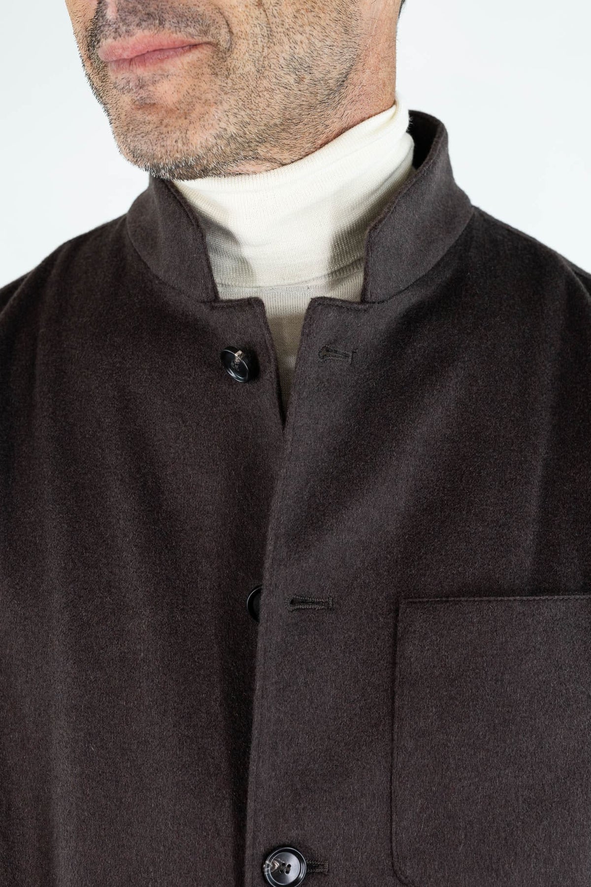 GUARINO Giacca Sportiva Cashmere Collo Coreano Moro