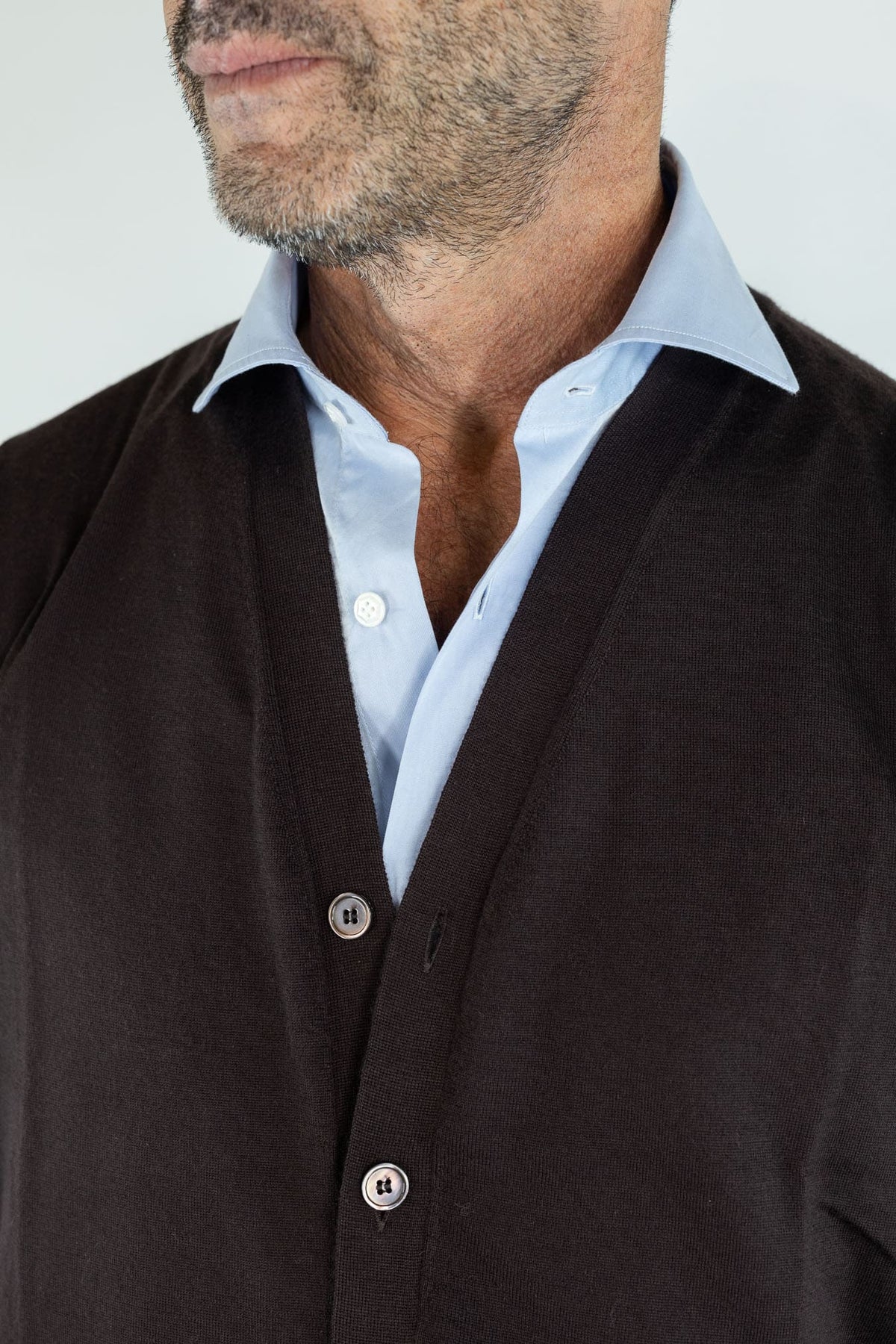 GUARINO Gilet Cashmere Bottoni Testa Moro