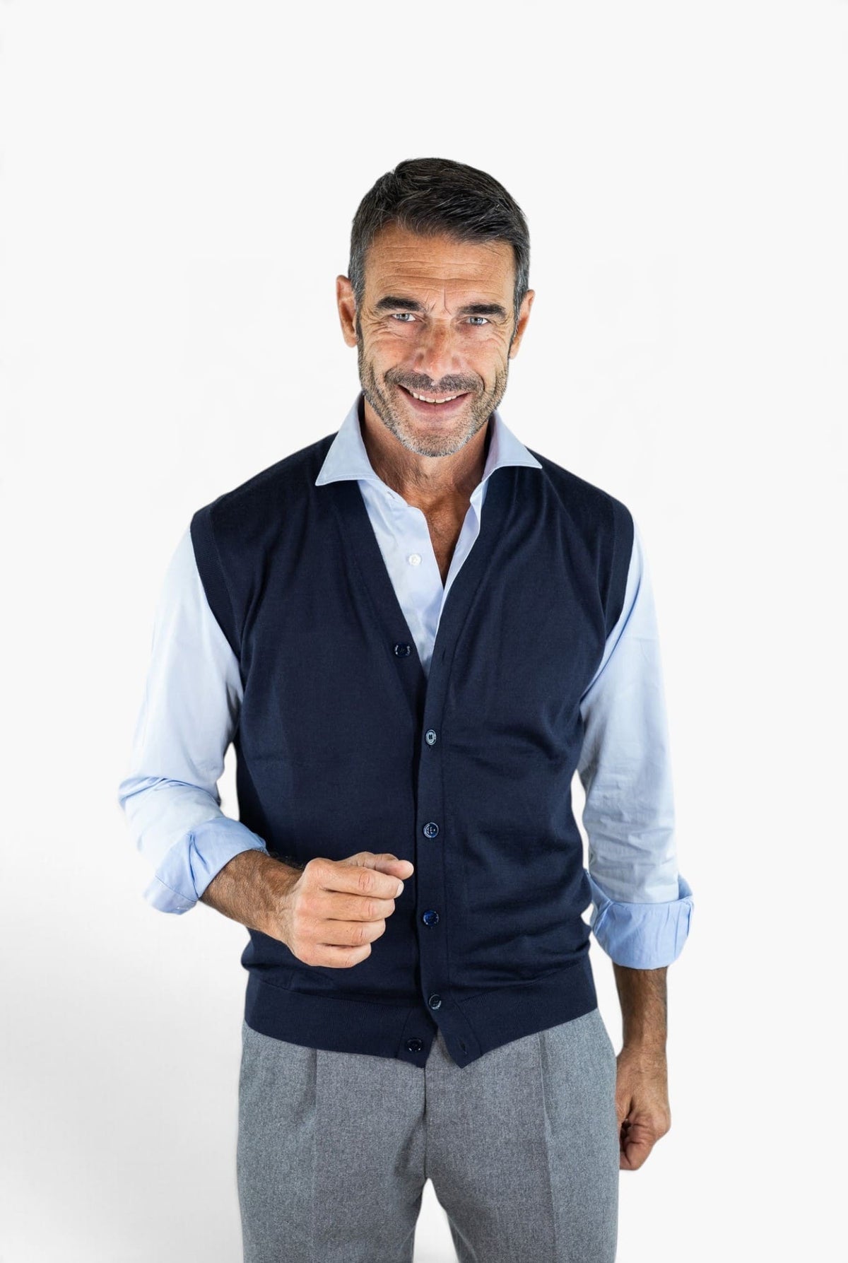 GUARINO Gilet Cashmere Bottoni Blu