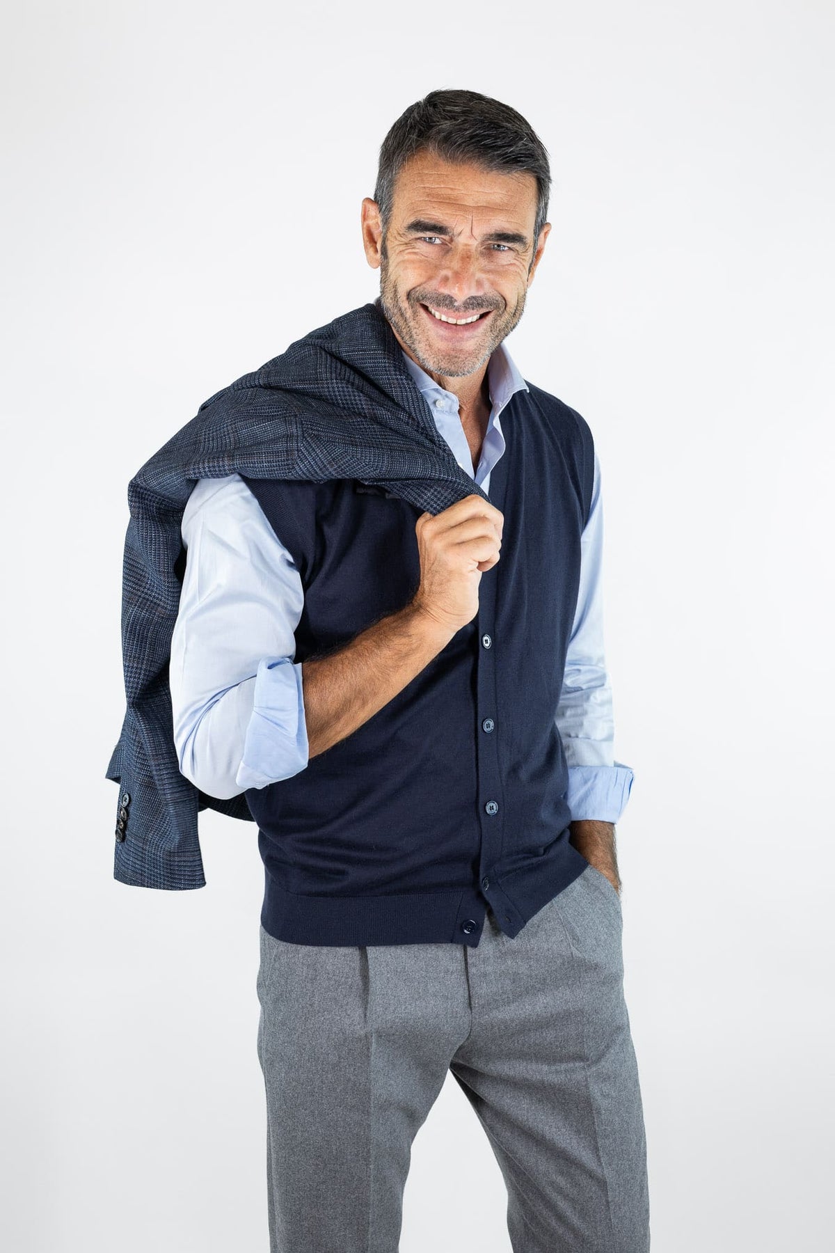 GUARINO Gilet Cashmere Bottoni Blu